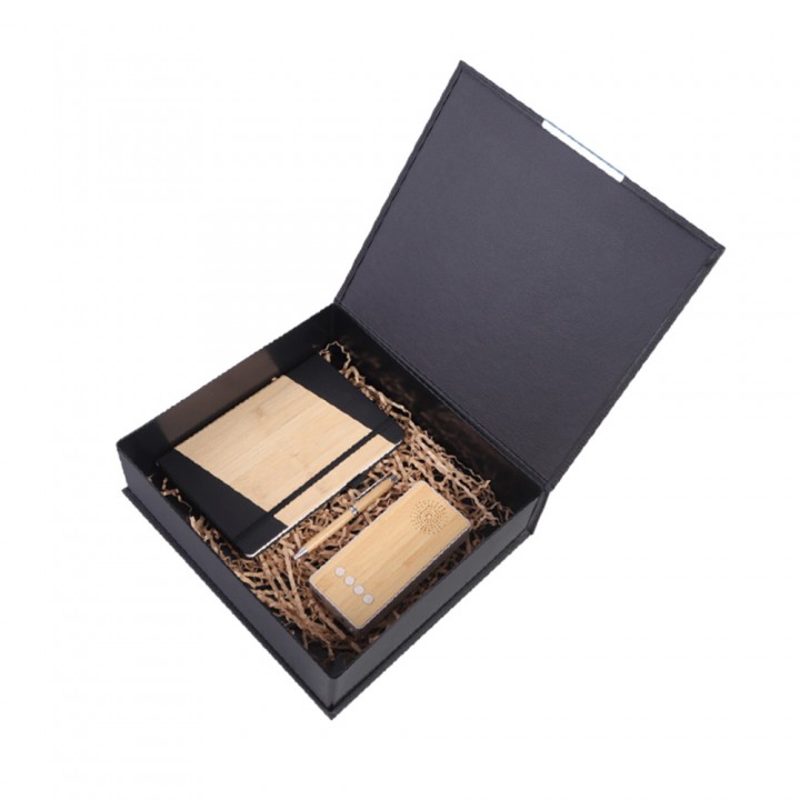 Bambu Defter Powerbank ve Kalemli Kutulu VIP Promosyon Set 